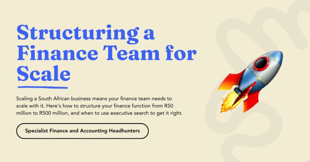 Executive search for finance team structure in a South African scaling business
